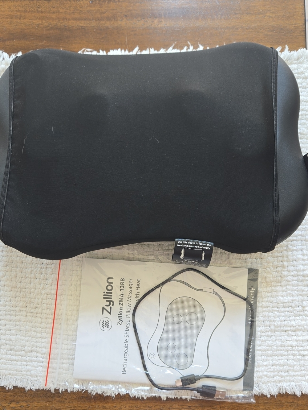 Zyllion Black Shiatsu Back & Neck Massager Pillow With Heat
